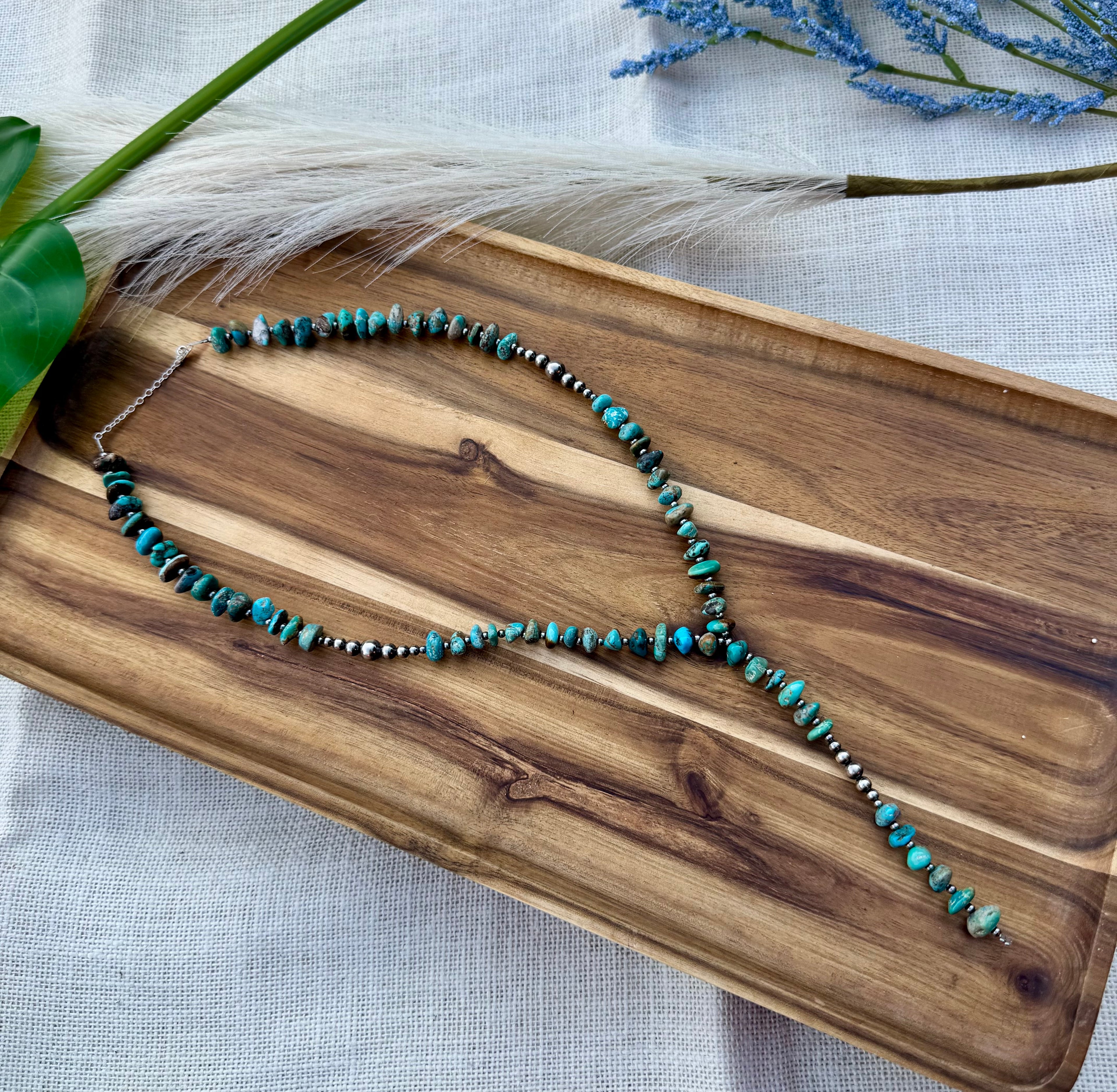 Turquoise Chunk Lariat